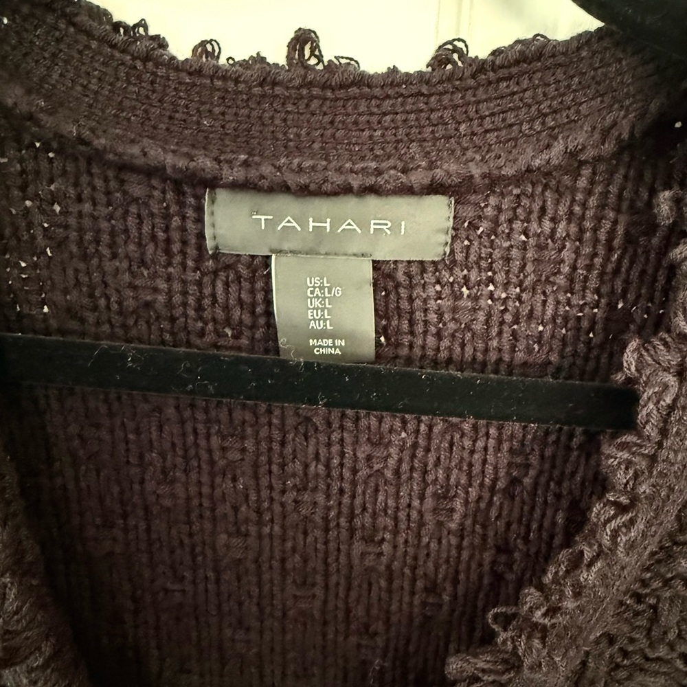 Tahari Fringe Black Cardigan - Picture 3 of 4